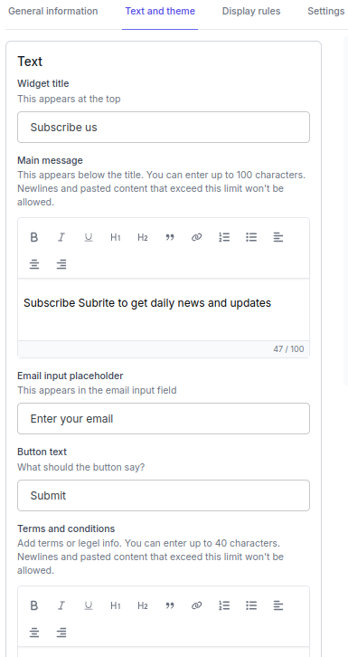 Core Content Configuration