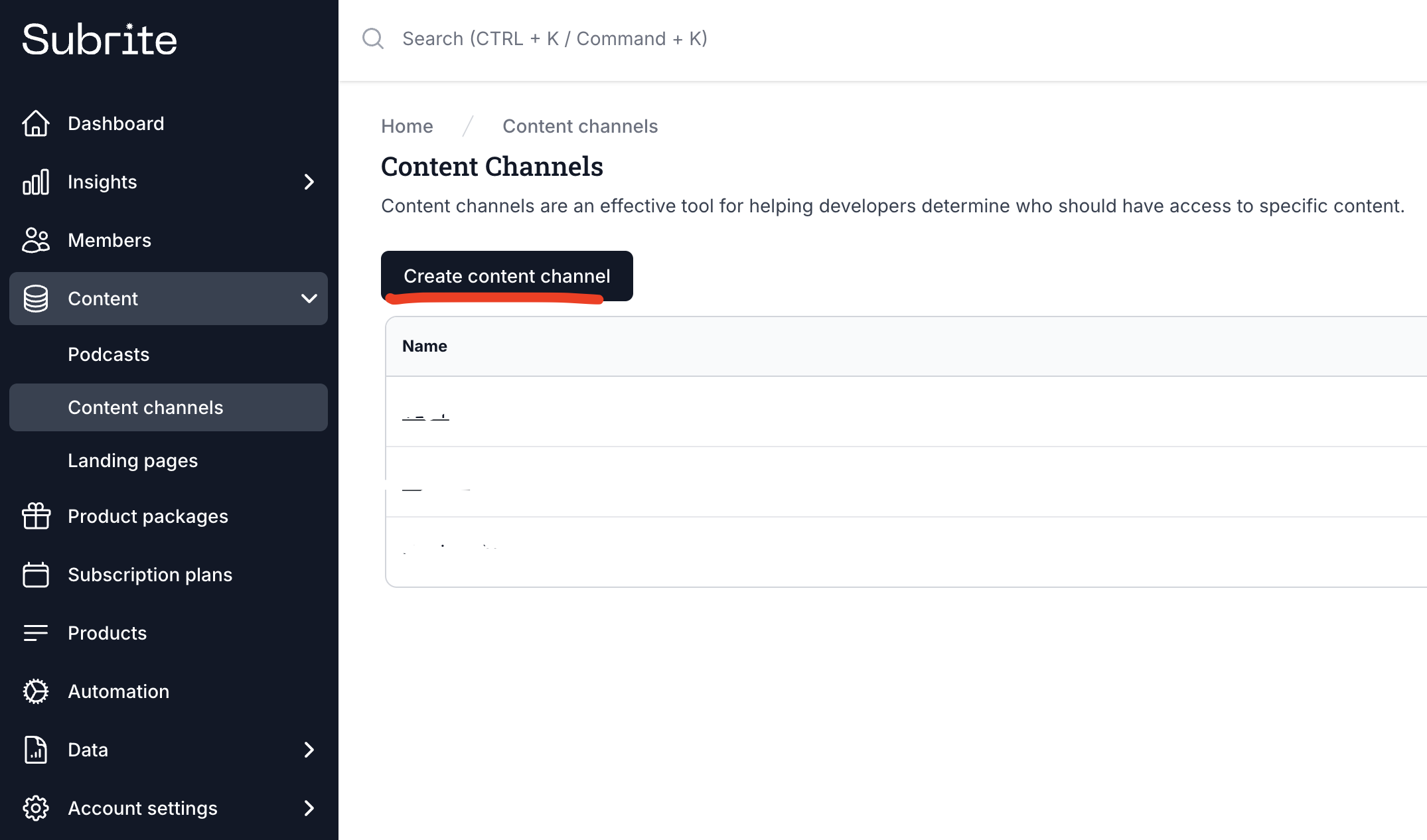 Create Content Channel