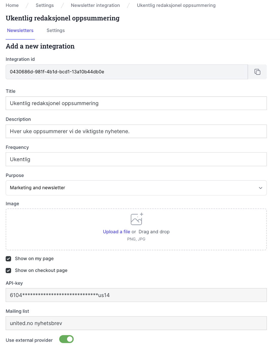 Collect Integration Id