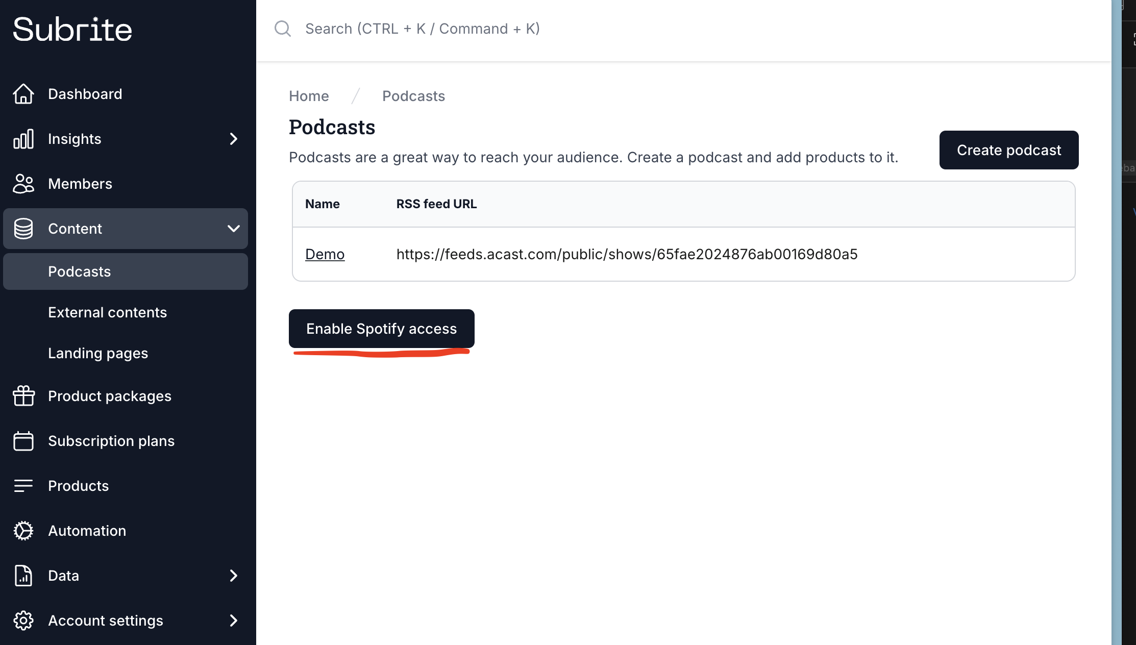 Enable Spotify access