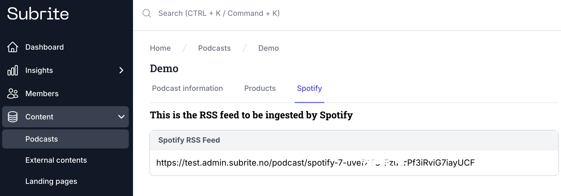 Copy Spotify ingestion URL