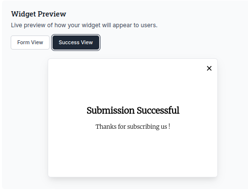 Success View Preview