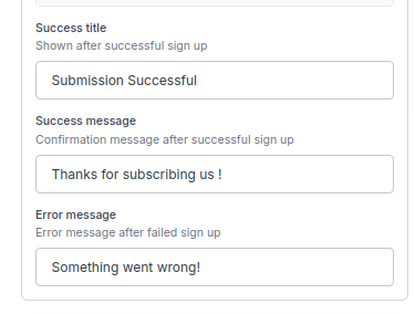User Feedback Configuration